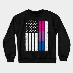 US Flag American LGBT Bisexual Funny Bi Pride Crewneck Sweatshirt